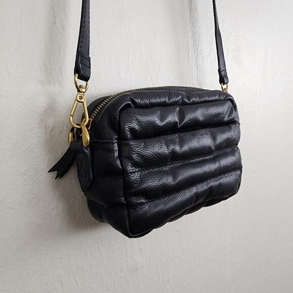 Madewell Transport Puffer Quilted Leather Camera Crossbody Bag Black - Picture 8 of 12
